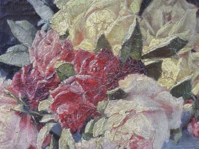 null D. GESTA (XIXe-XXe siècles) : Nature morte aux roses. Huile sur toile, Signée...