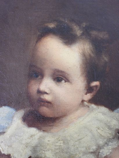null Ecole FRANCAISE du XIXème siècle: Portrait de jeune enfant. Huile sur toile,...