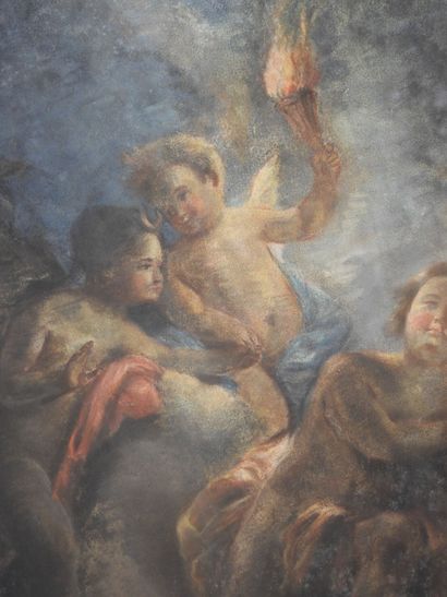 null 18th century FRENCH SCHOOL: Selene and Endymion. Pastel on paper. 80 x 62. Accidents,...