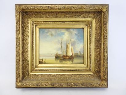 null James R. WEEB (1835-1895): Marine. Oil on panel signed James lower right. 20...