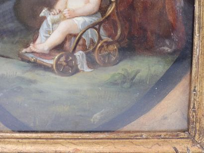 null Ecole FRANCAISE du début du XIXème siècle : huile sur toile marouflée sur panneau...