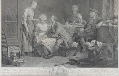 null After Nicolas Bernard LÉPICIÉ (1735-1784): The accepted request. Engraving on...