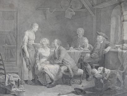 null After Nicolas Bernard LÉPICIÉ (1735-1784): The accepted request. Engraving on...