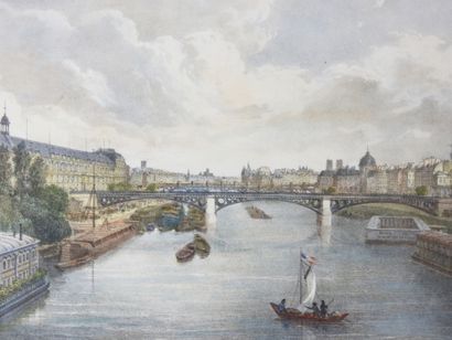 null FRENCH SCHOOL of the XIXth century: Paris seen from the Royal bridge and View...