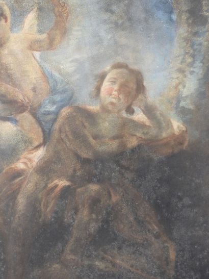 null 18th century FRENCH SCHOOL: Selene and Endymion. Pastel on paper. 80 x 62. Accidents,...
