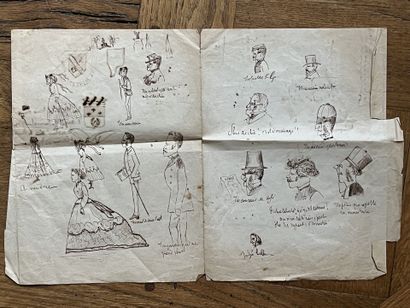 null 
Gustave DORE (1832-1883) Set of youthful drawings forming a small comic strip...
