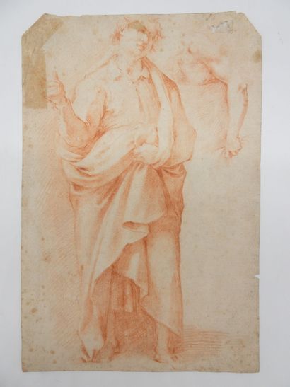 null ITALIAN SCHOOL OF THE XVIIth CENTURY: Study of character and drapery. Drawing...