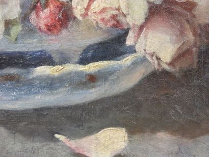 null D. GESTA (XIXe-XXe siècles) : Nature morte aux roses. Huile sur toile, Signée...
