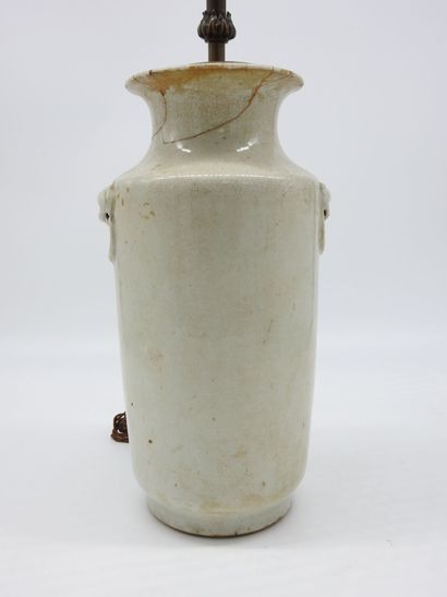null CHINA: Vase mounted as a lamp in porcelain stoneware. H.35 cm. Accidents. Two...