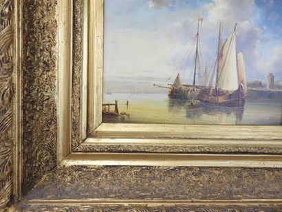 null James R. WEEB (1835-1895): Marine. Oil on panel signed James lower right. 20...