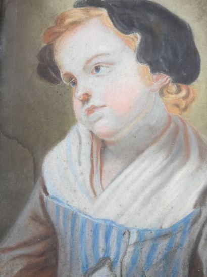 null ÉCOLE FRANCAISE fin XVIIIème- début XIXème siècle. Portrait d'enfant. Pastel....