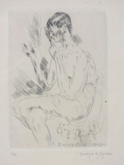 null André DUNOYER DE SEGONZAC (1884-1974) : Portrait d'homme, annoté pour l'ouvrage...