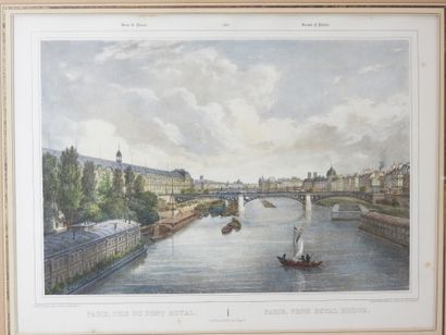 null FRENCH SCHOOL of the XIXth century: Paris seen from the Royal bridge and View...