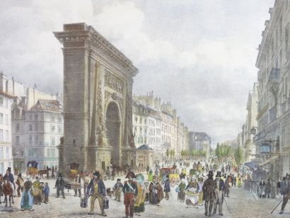 null ECOLE FRANCAISE du XIXème siècle : Paris vu du pont Royal et Vue du boulevard...