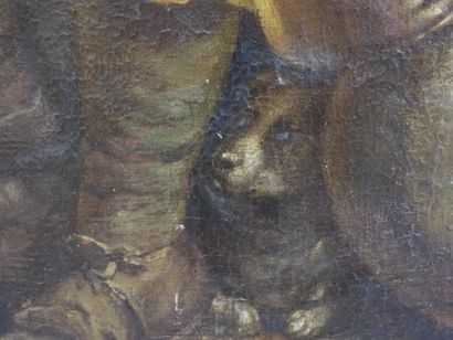 null Ecole HOLLANDAISE du XVIIIème siècle : Deux buveurs. Huile sur toile. 76 x 65...