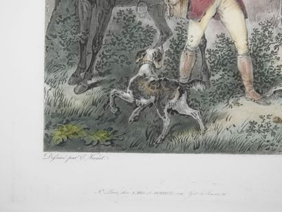 null Carle VERNET (1758-1836) d'après : Chasseur à l'affût & Chasseur au tir. Paire...