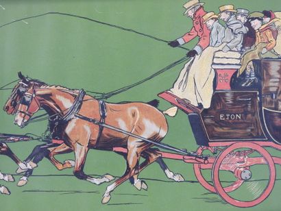 null D'après Cecil ALDIN : The Eton coach. Estampe en couleur sur papier. 26 x 70...