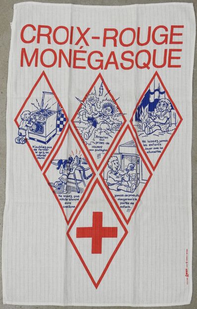 TORCHON de la Croix-Rouge monégasque, en...