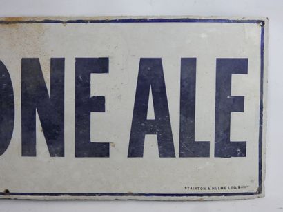null 
PLAQUE EMAILLEE "Stone Ale" Established 1780, trade mark. 26.5 x 76 cm. Accidents,...