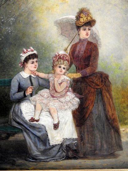 null Anthony JERRES - 19th century

Young girl surrounded by her mother and a nanny...