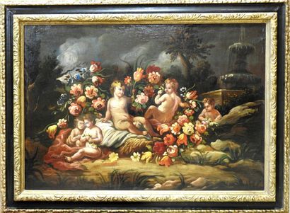 null ITALIAN school of the 18th century

Putti with bouquets of flowers at the foot...