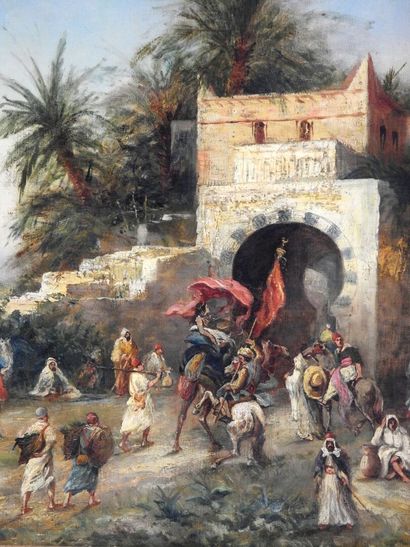 null 
19th century ORIENTALIST school attributed to BACHMANN




Entrance to a citadel.




Oil...