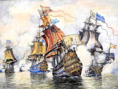 null Frank WILL (Franck William BOGGS) (1900-1951)

Louis XIV ships.

Watercolor,...