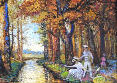 null Lucien NEUQUELMAN (1909-1988)

In autumn: Pleasure of fishing.

Oil on canvas....