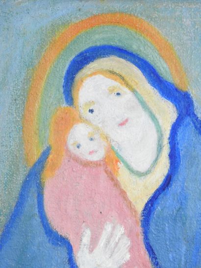 null Henriette KORNER (1892-1973) : Vierge à l'Enfant. Huile sur toile signée en...