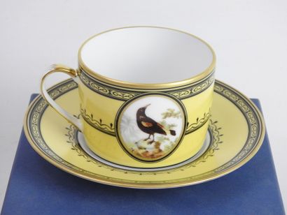 null Former Royal Manufacture of Limoges: Cup and its saucer in porcelain model "Jardin...