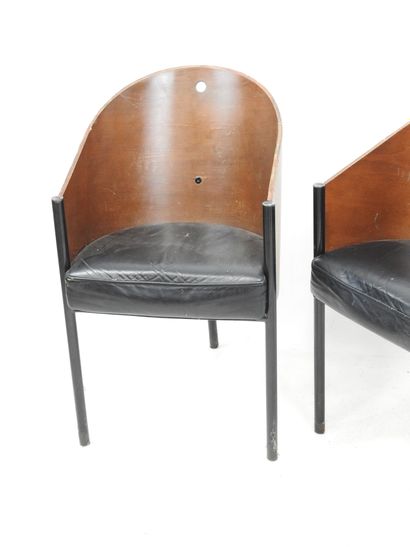 null Philippe STARCK (1949) : Paire de chaises modèle Costes en métal laqué noir...