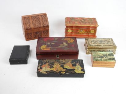 null LOT OF BOXES including shrine, case, music box, pencil box, and miscellaneous....