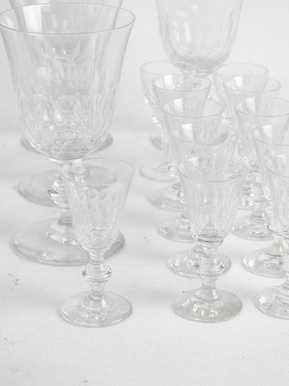 null BACCARAT : Suite de sept verres à eau en cristal à décor taillé. Circa 1900....
