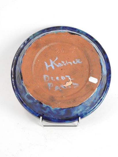 null Henriette KORNER (1892-1973) : Coupe en faïence de forme circulaire à décor...