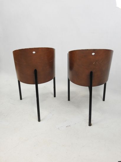 null Philippe STARCK (1949) : Paire de chaises modèle Costes en métal laqué noir...