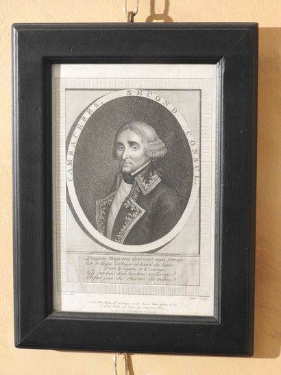 null After LEFEBVRE : Portrait of Cambaceres, Second Consul. Lithograph in black....
