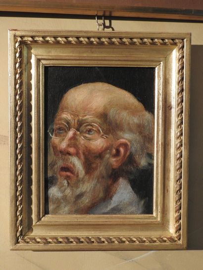 XXth century : Portrait of an old man. Oil...