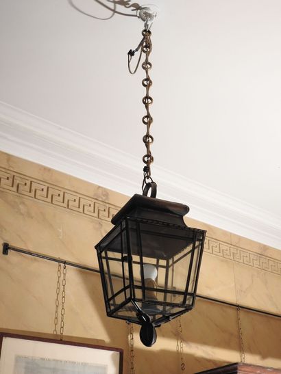 LANTERN in black lacquered sheet metal with...
