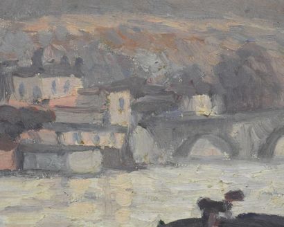 null French school of the XXth century

Quai de Seine.

Oil on canvas. Signed "JALLAGHER...