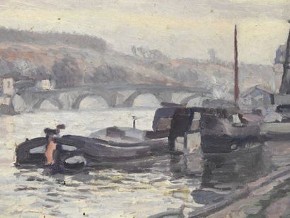 null French school of the XXth century

Quai de Seine.

Oil on canvas. Signed "JALLAGHER...