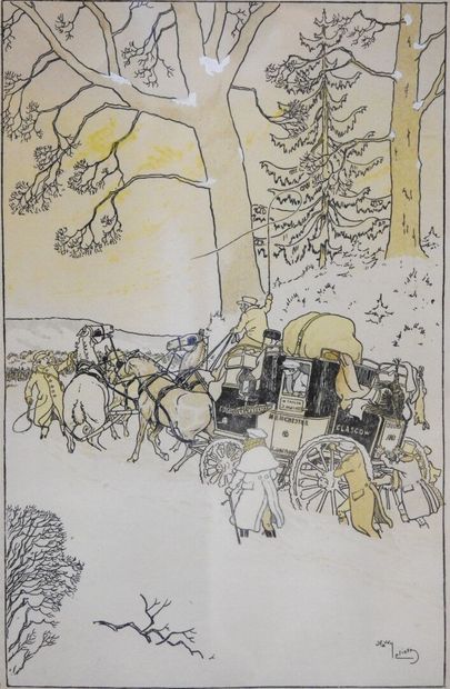 null Harry ELIOTT (1882-1959) d'après

Convoi hivernal.

Paire d'estampes en couleurs.

38,5...