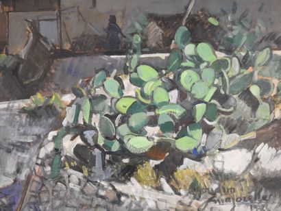 null Jacques MAJORELLE (1886 - 1962) : Cactus in Agoudim, great Atlas (1922). Oil...