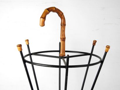 null Jacques ADNET attributed to : Umbrella holder in blackened tubular metal, handle...