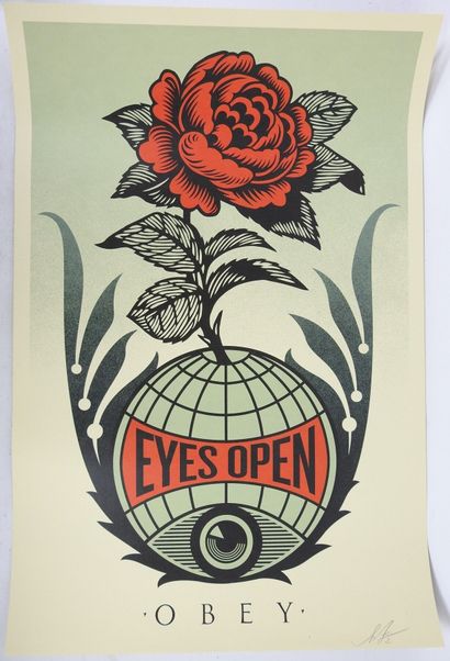 Shepard FAIREY (1970) : Eyes open. Sérigraphie...