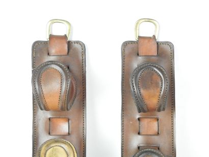 null Jacques ADNET (1900-1984) attributed to : Pair of brown leather rifle racks...