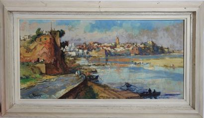 null Henri PONTOY (1888 - 1968): 

Sidi Makhlouf ramp in Rabat.

Oil on canvas. Signed...