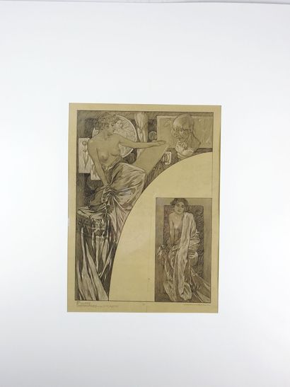 null Alphonse MUCHA (1860-1939) : Planche n°39 représentant une femme peintre tirée...