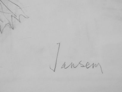 null Jean JANSEM (1920-2013): Le coussin écarlate. Graphite et pastel. Signé en bas...