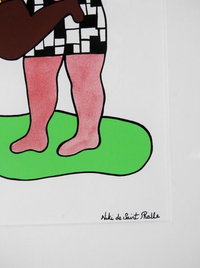 null Niki de SAINT-PHALLE (1930-2002) : Black Nana & Pink Man (1999). Silkscreen...