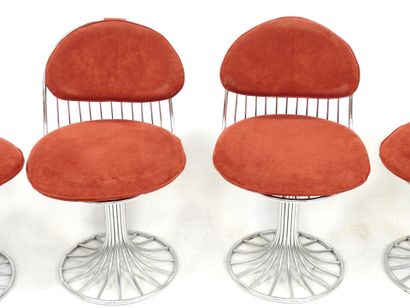 null Gastone RINALDI (1920-2006): Quatre chaises modèle Margot en métal chromé, pied...